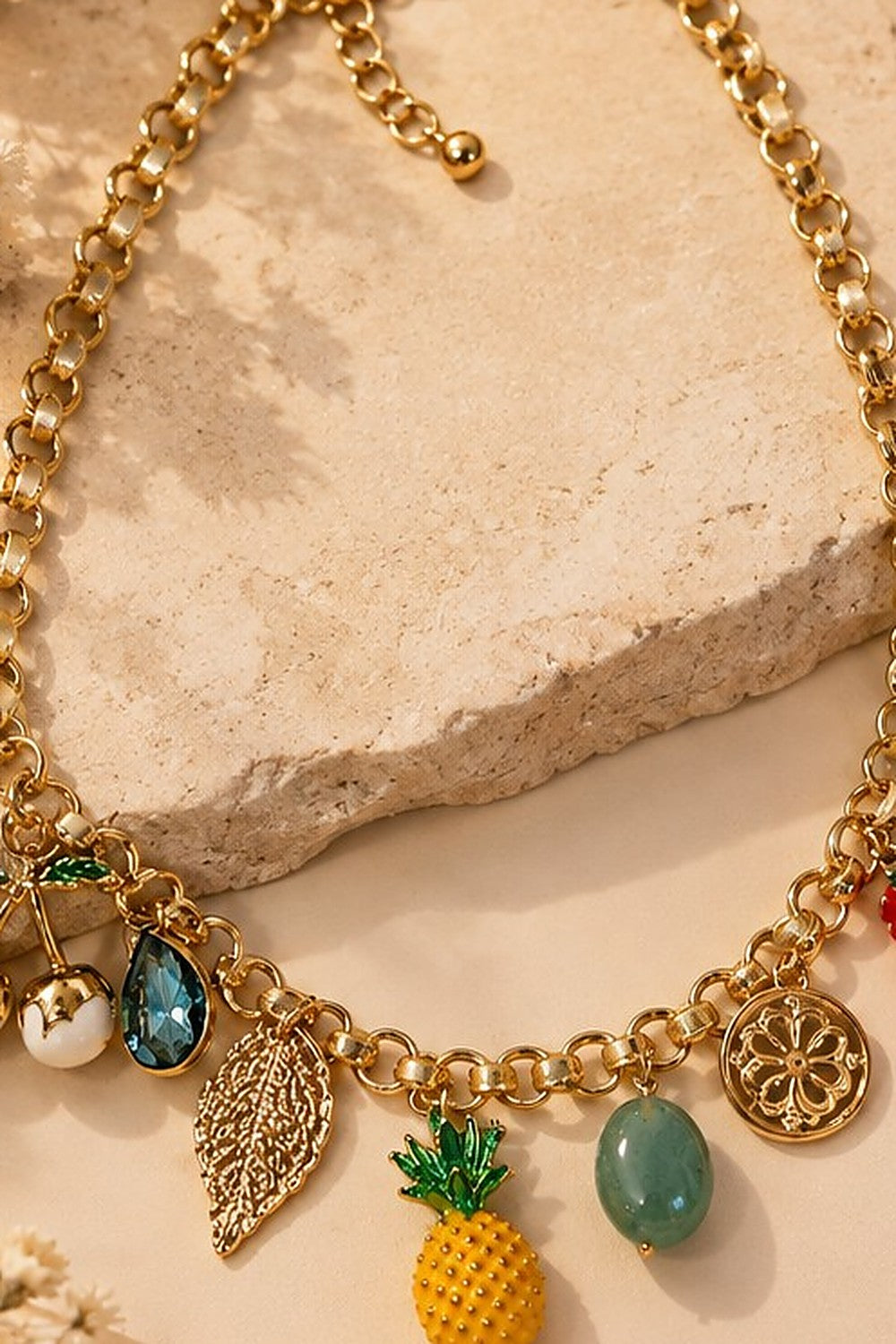 The Fruity Affair Charm Necklace close-up detail by Sherry's Jewel