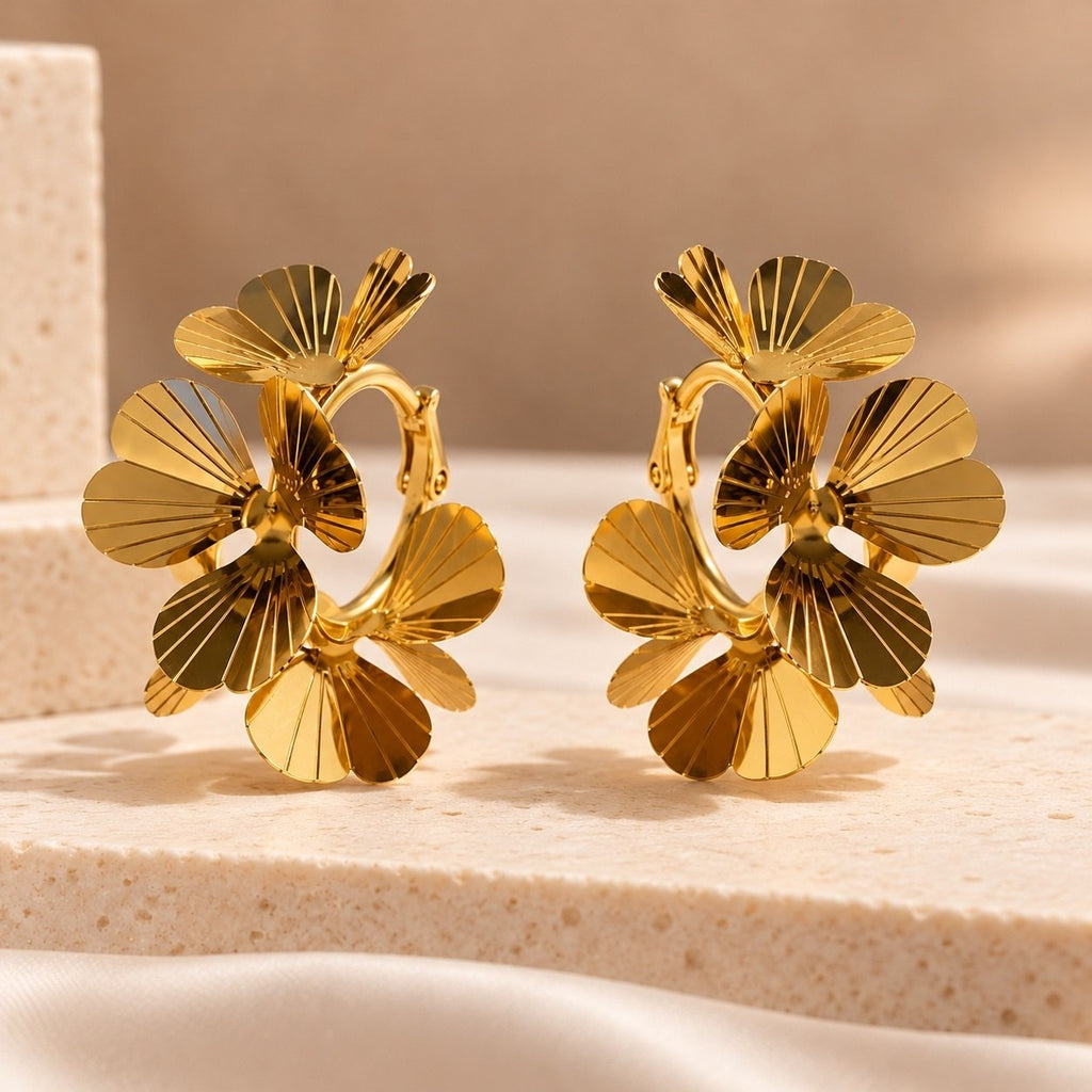 Floral Bloom Hoop Earrings, the pair, by Sherry's Jewel
