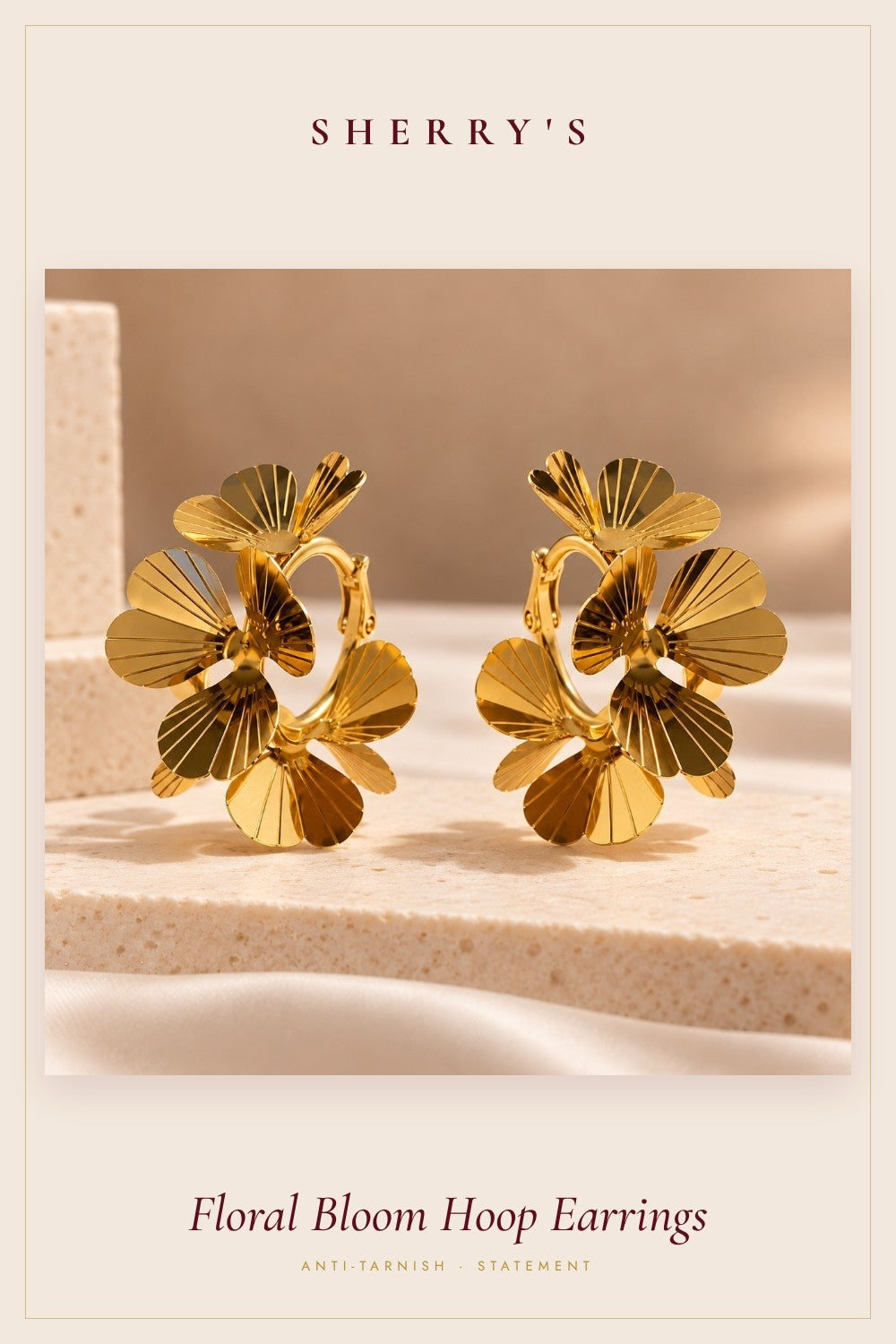 Floral Bloom Hoop Earrings by Sherry's Jewel