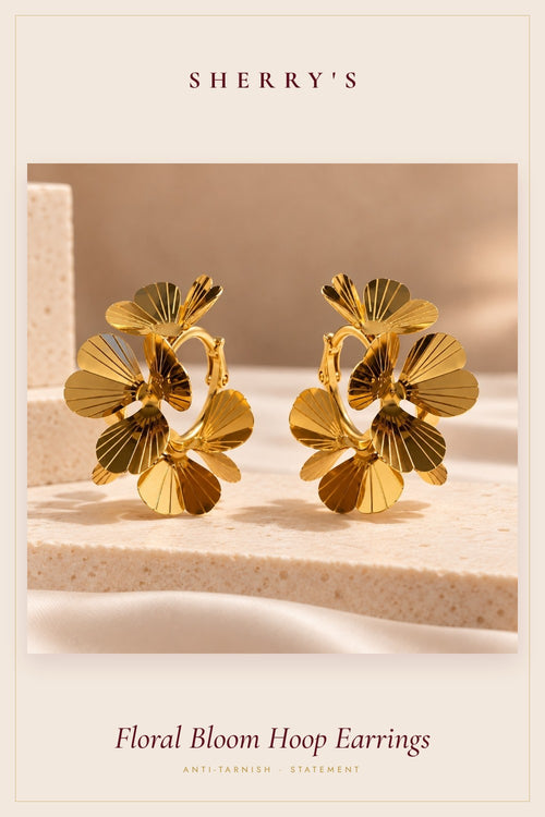 Floral Bloom Hoop Earrings by Sherry's Jewel