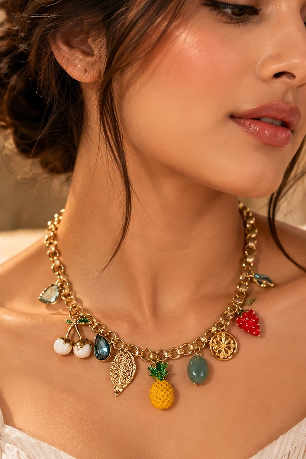 The Fruity Affair Charm Necklace worn by Sherry's Jewel