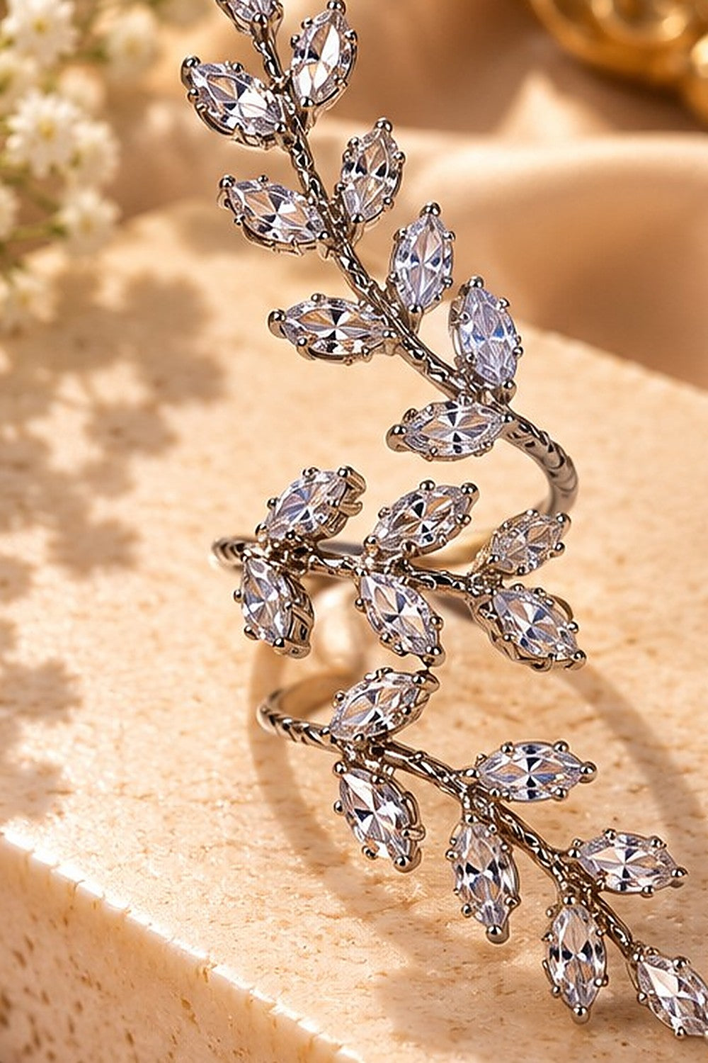 The Silver Ivy Ring close-up detail by Sherry's Jewel
