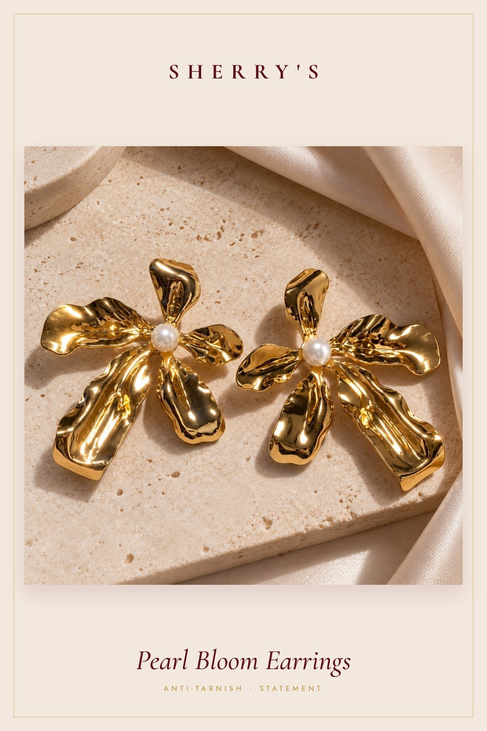 Pearl Bloom Statement Earrings by Sherry's Jewel