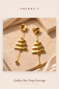 Golden Bar Drop Earrings by Sherry's Jewel