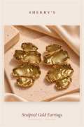Sculpted Gold Statement Earrings by Sherry's Jewel