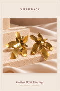 Golden Petal Statement Earrings by Sherry's Jewel
