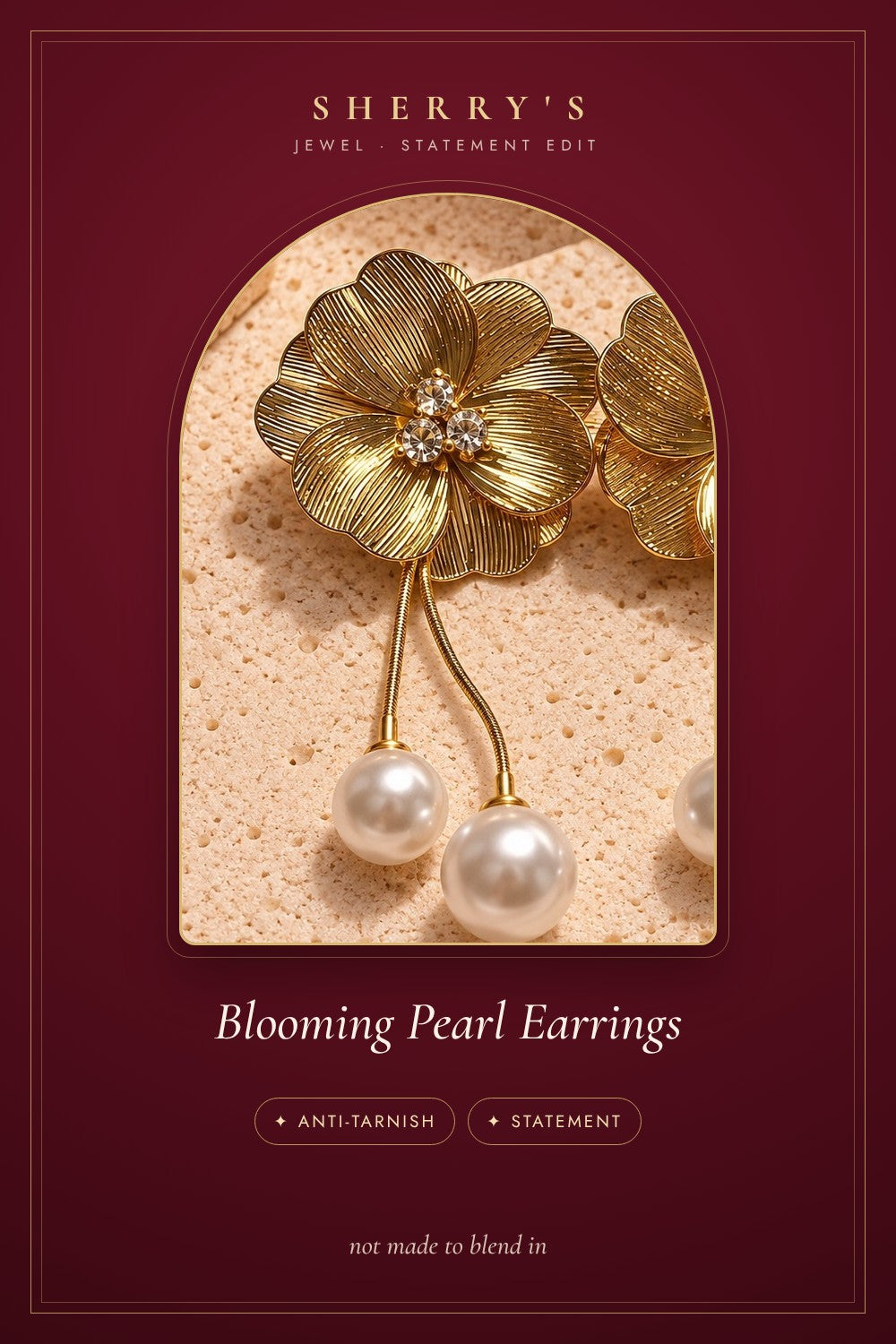 Blooming Pearl Statement Earrings anti-tarnish statement earrings by Sherry's Jewel