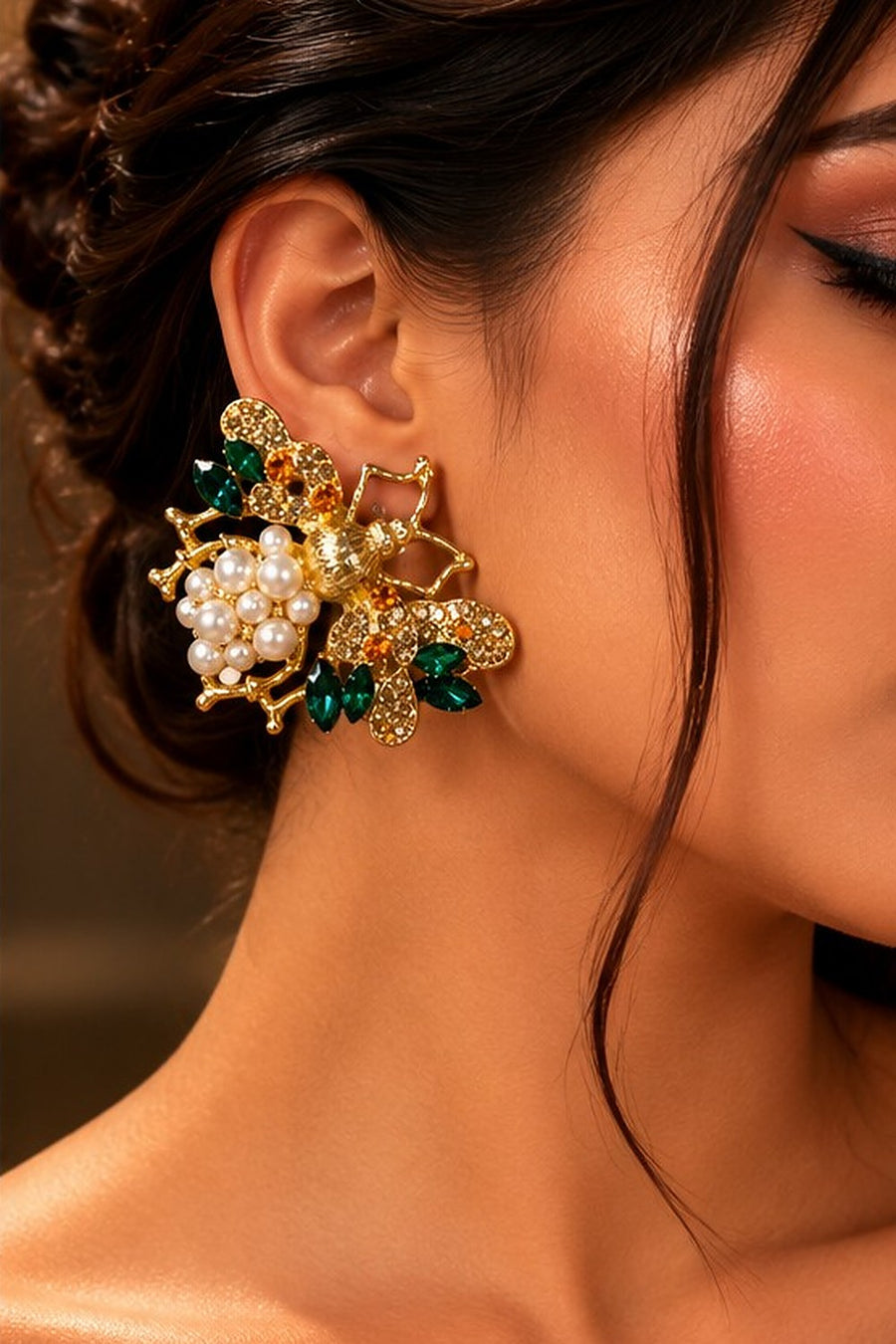 Maharani Bee Earrings worn by Sherry's Jewel