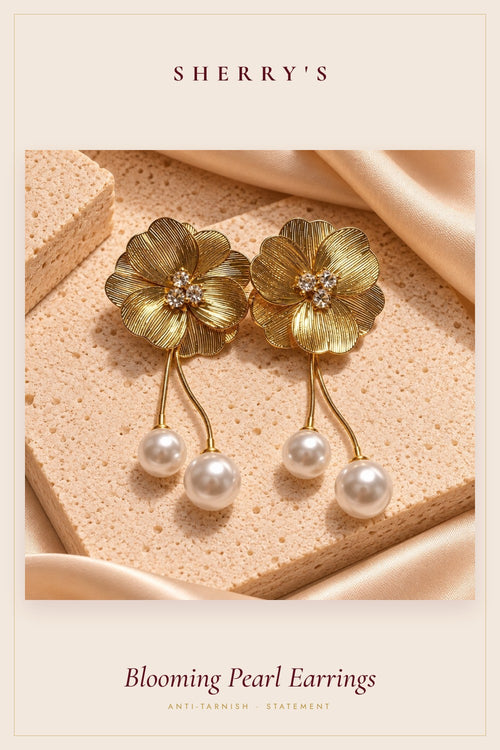 Blooming Pearl Statement Earrings by Sherry's Jewel