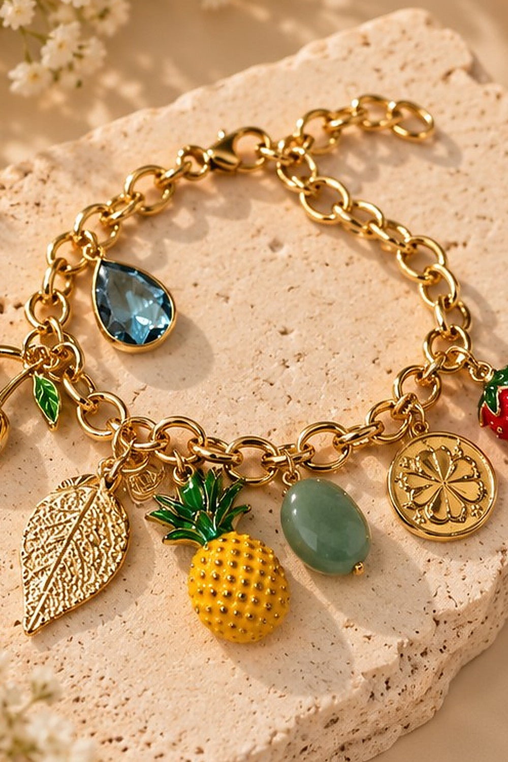 The Fruity Charm Bracelet close-up detail by Sherry's Jewel