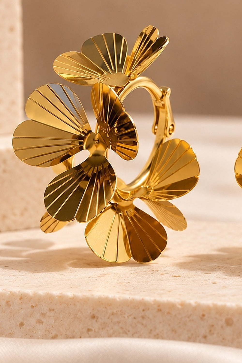 Floral Bloom Hoop Earrings close-up detail by Sherry's Jewel