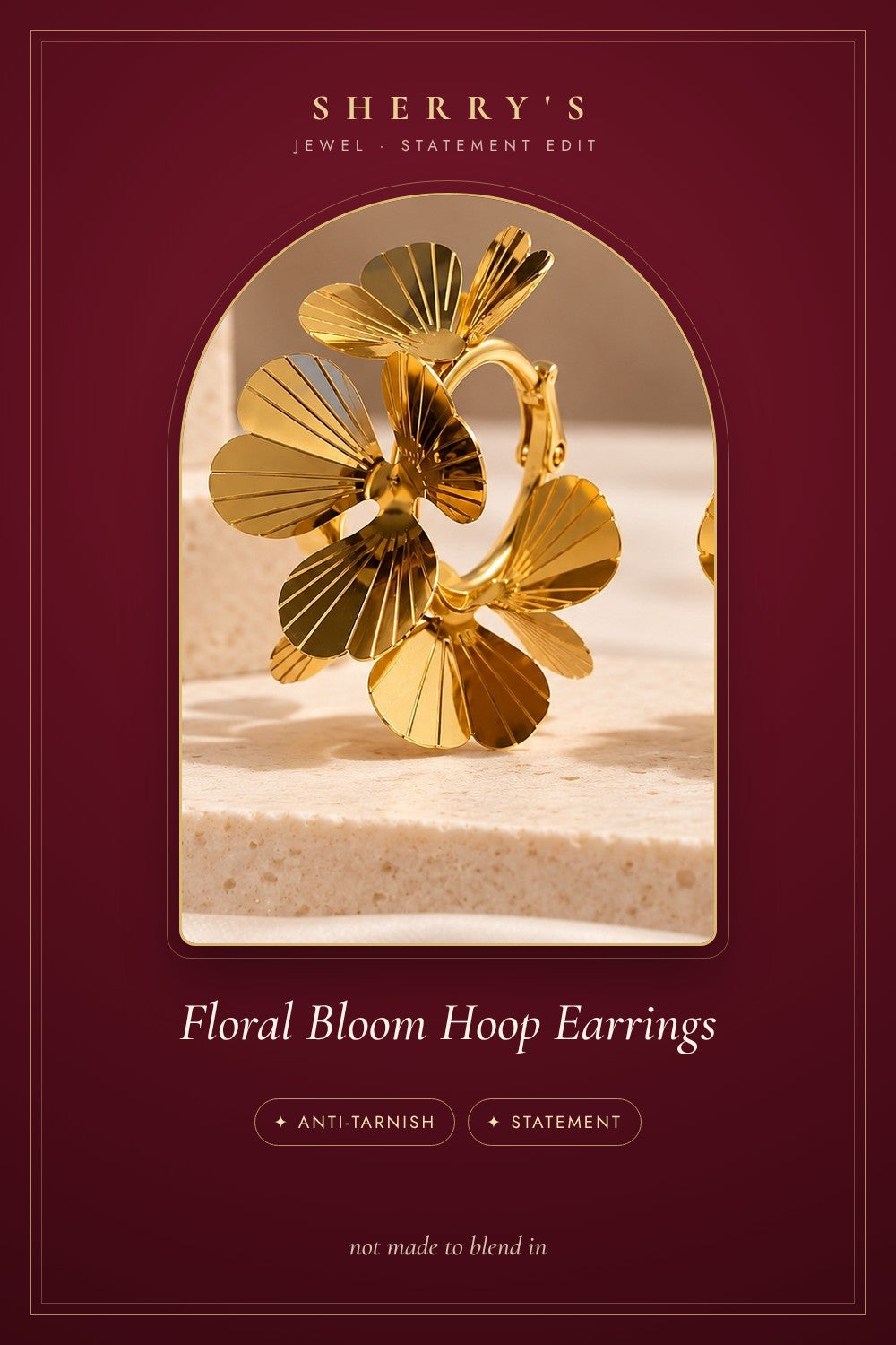 Floral Bloom Hoop Earrings anti-tarnish statement earrings by Sherry's Jewel