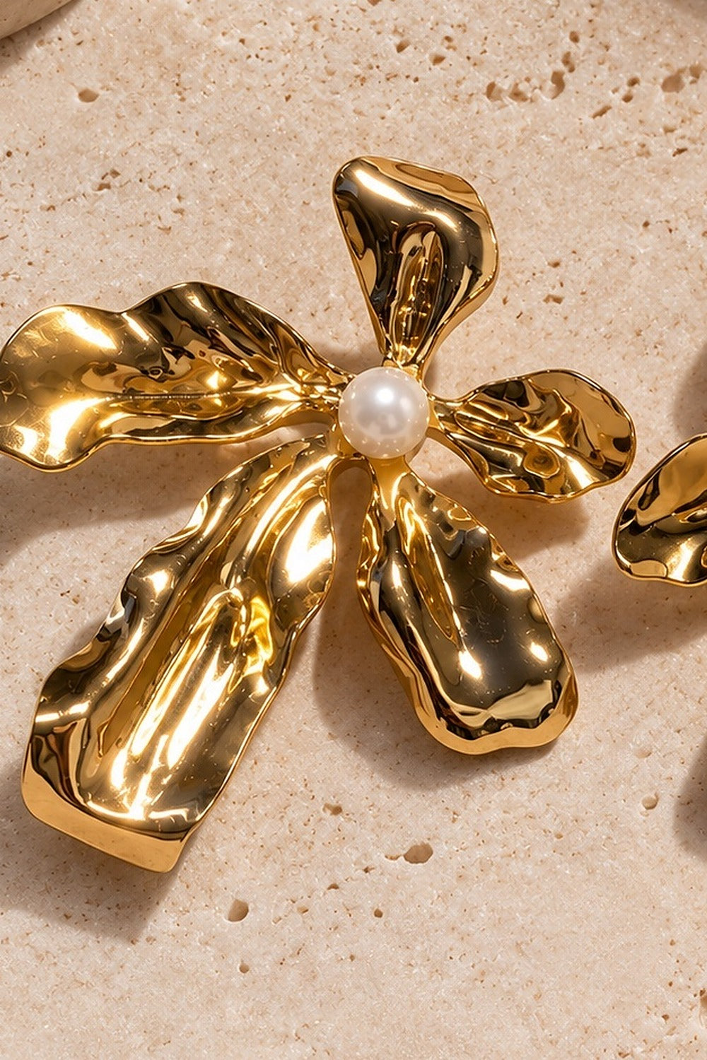 Pearl Bloom Statement Earrings close-up detail by Sherry's Jewel