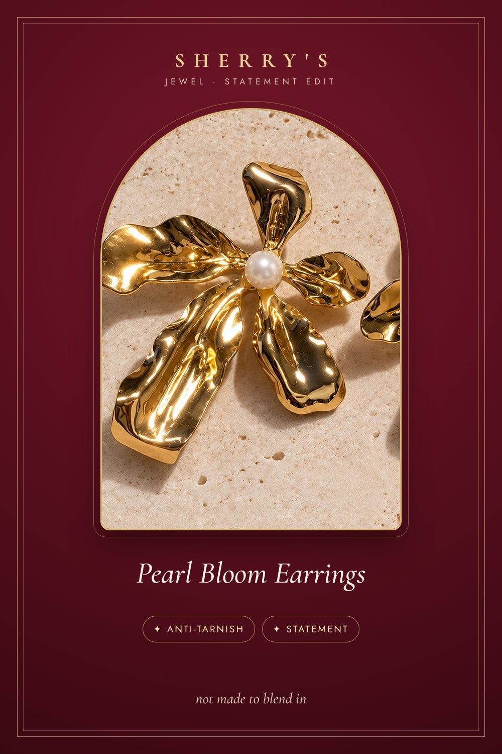Pearl Bloom Statement Earrings anti-tarnish statement earrings by Sherry's Jewel