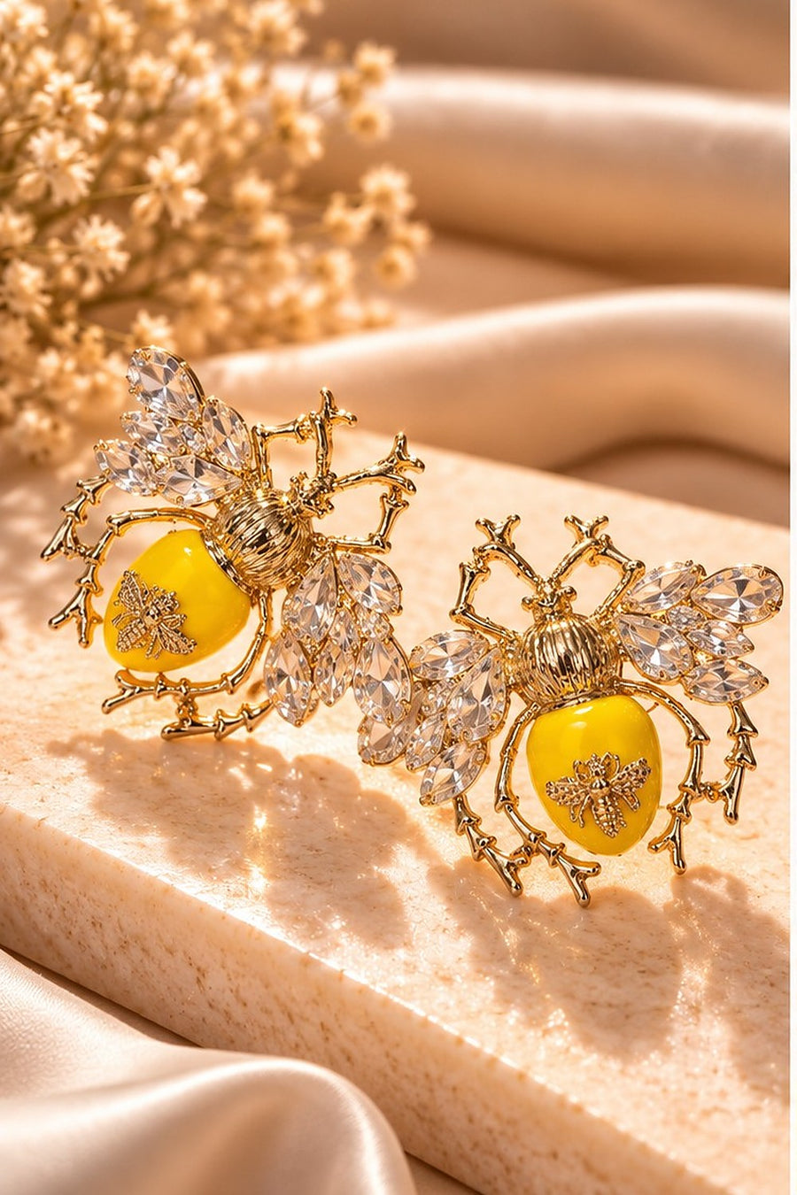 Queen Bee Earrings in yellow by Sherry's Jewel